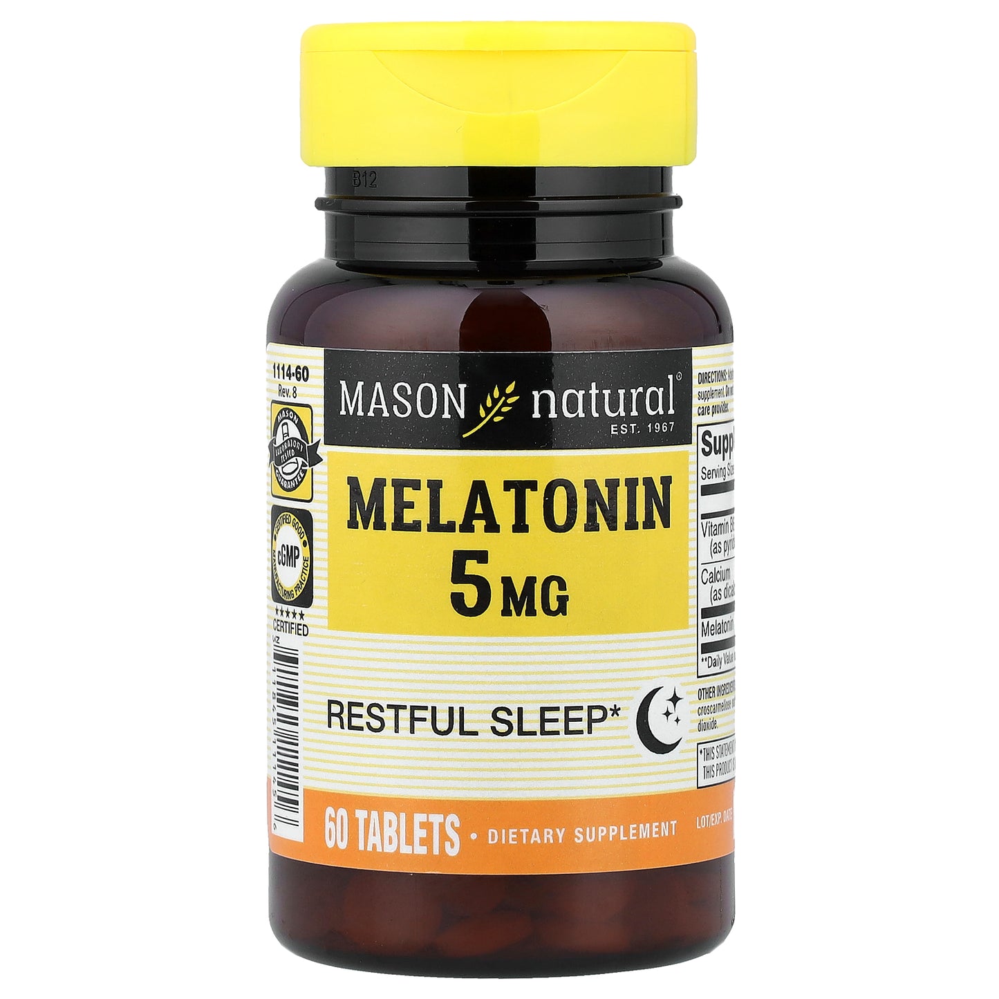 Mason Natural, Melatonin, 5 mg, 60 Tablets