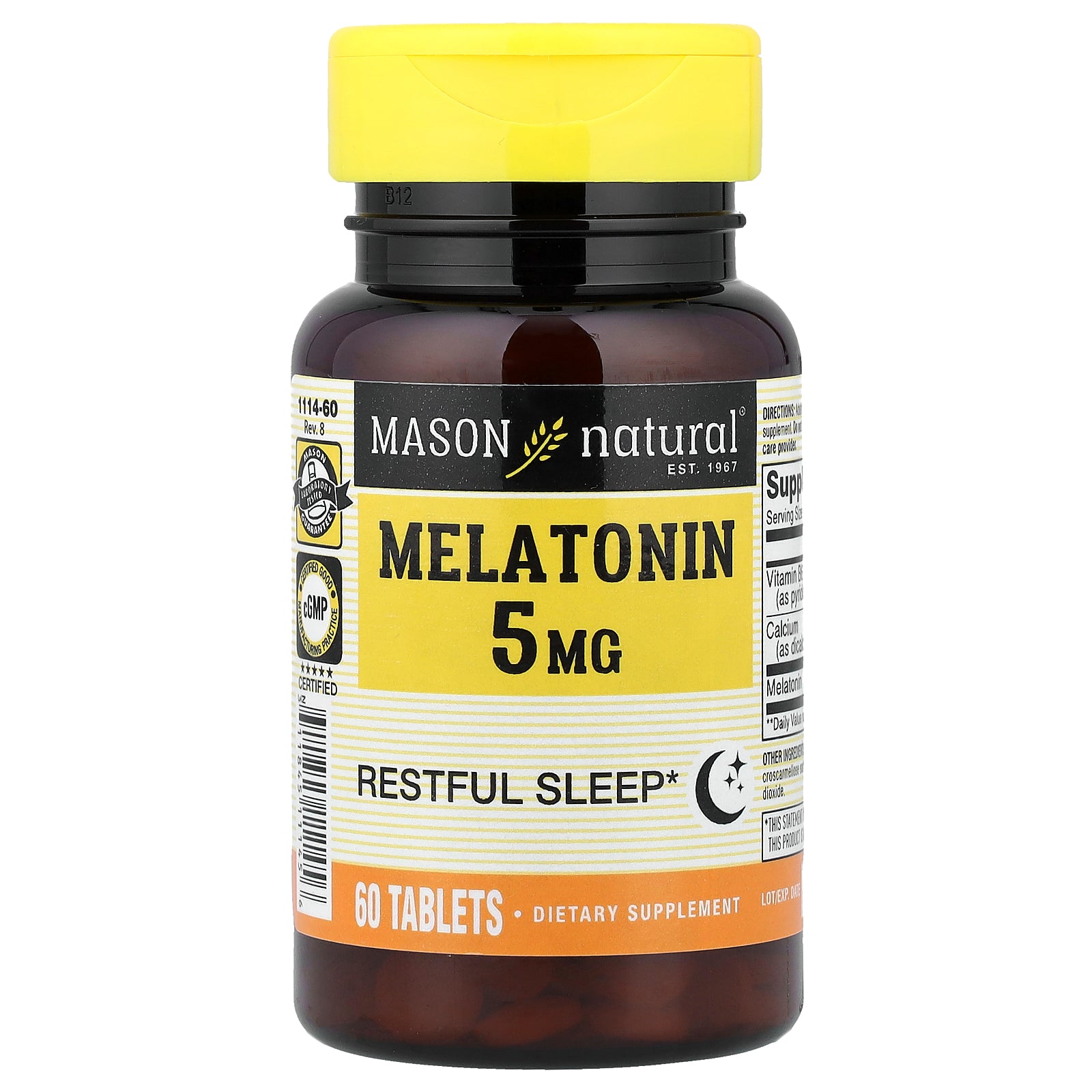 Mason Natural, Melatonin, 5 mg, 60 Tablets