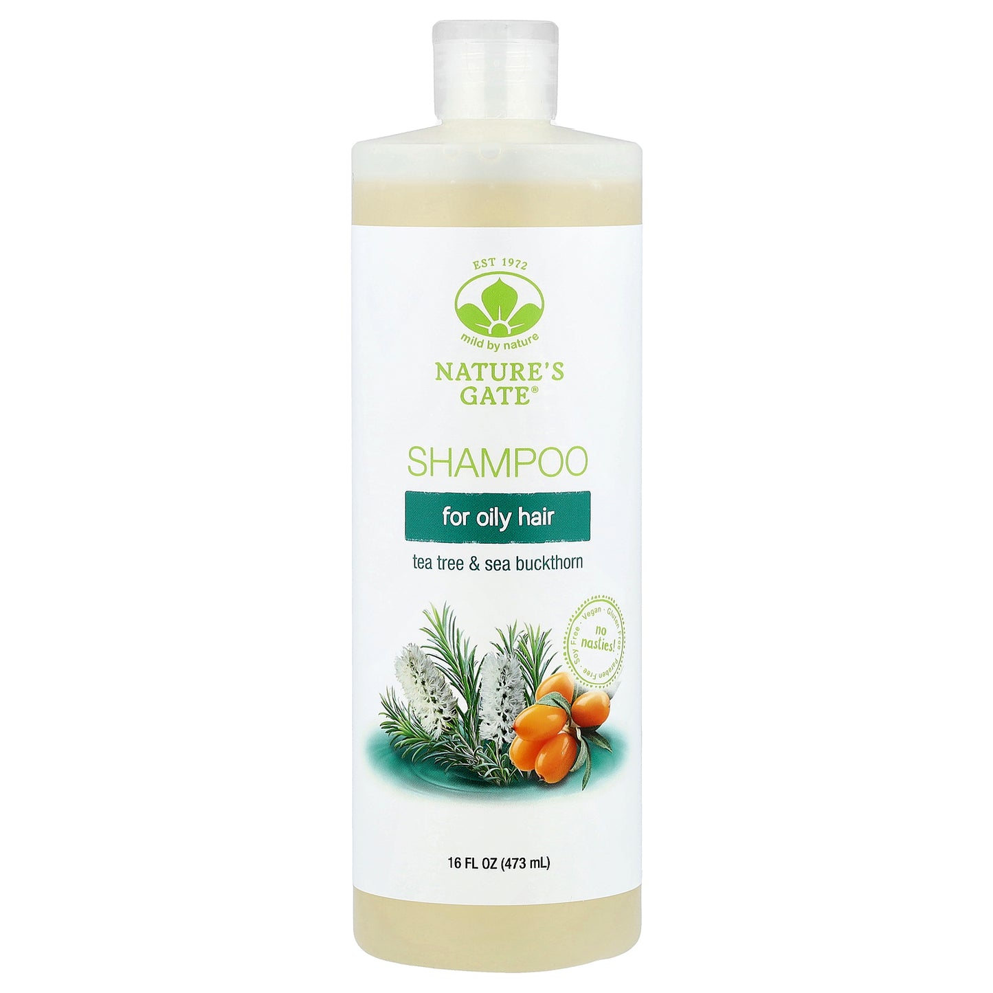 Mild By Nature, (Nature's Gate), Tea Tree & Sea Buckthorn Shampoo for Oily Hair, 16 fl oz (473 ml)