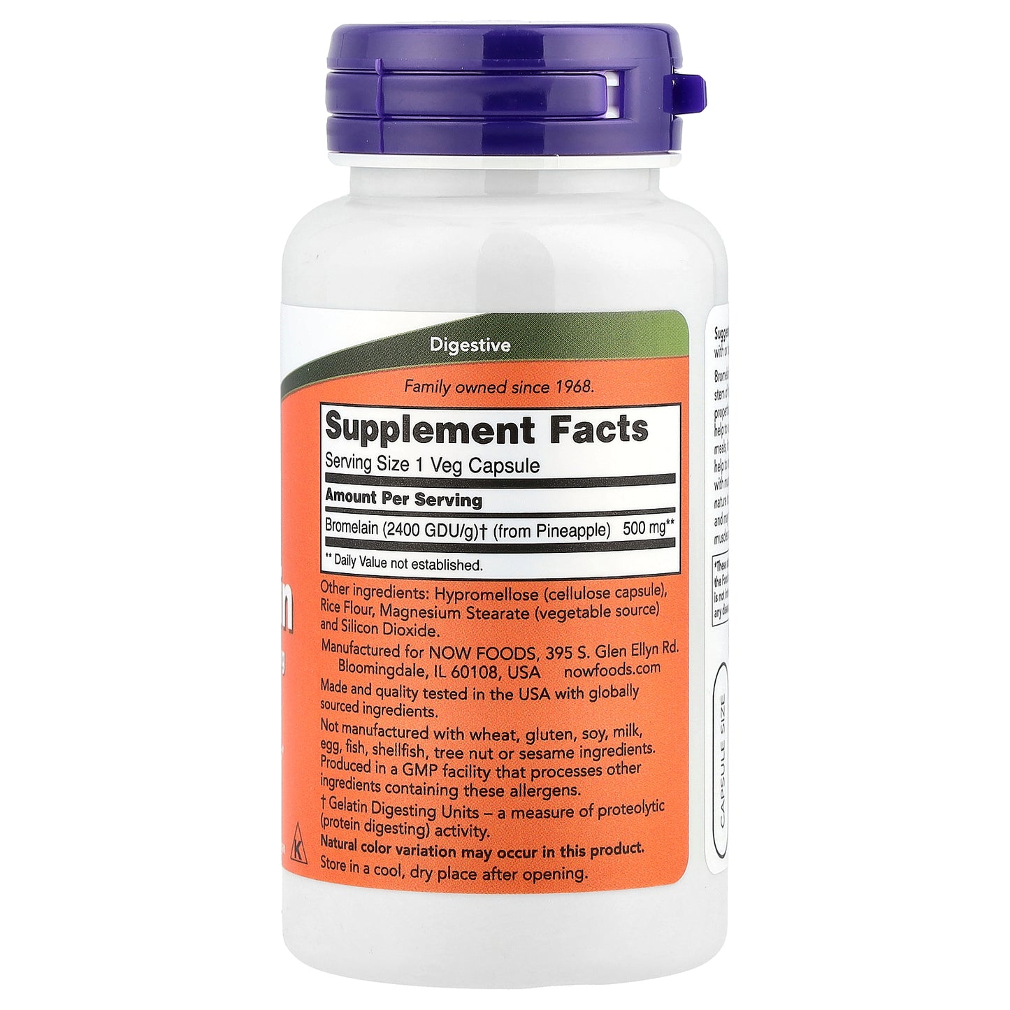 NOW Foods, Bromelain, 500 mg, 60 Veg Capsules