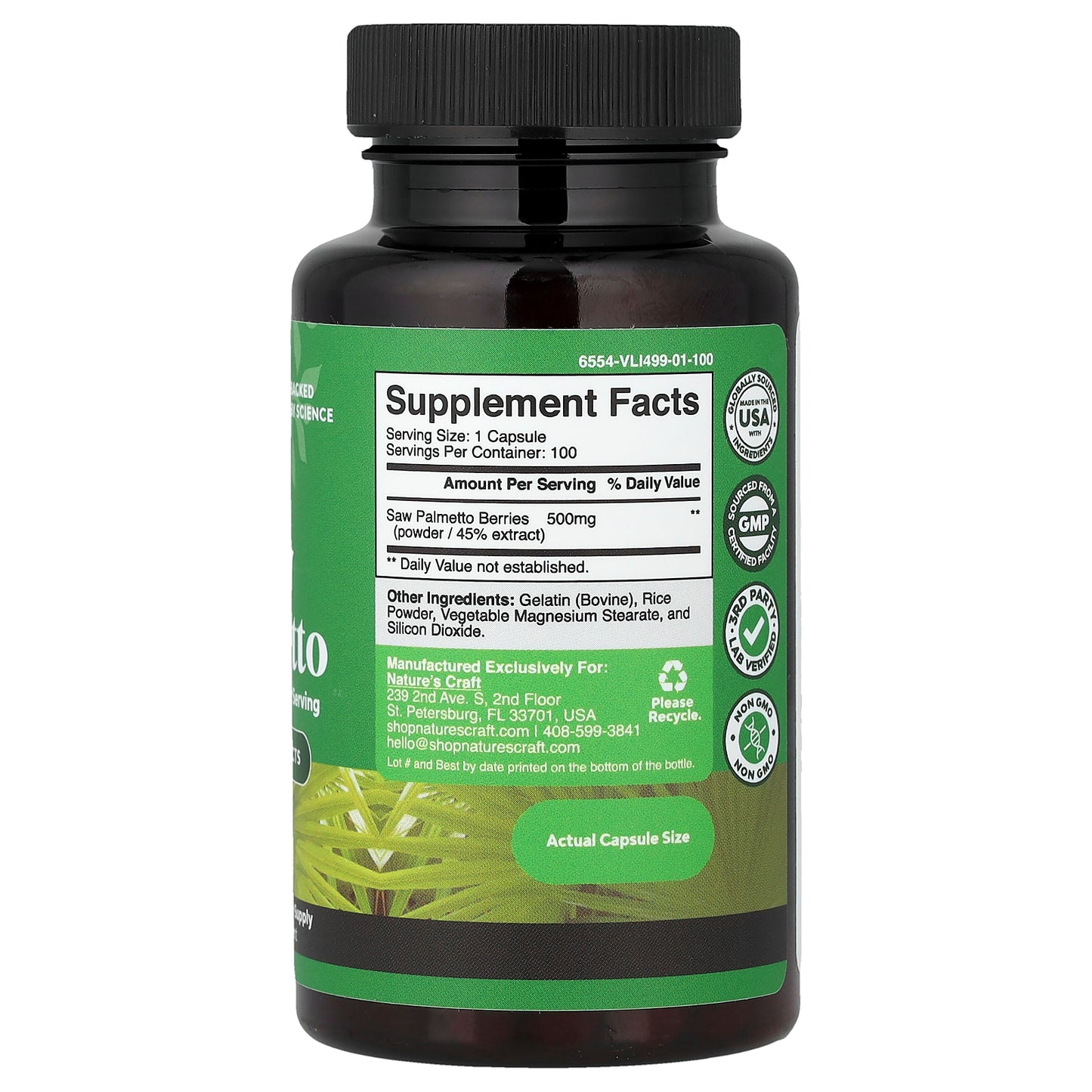 Nature's Craft, Saw Palmetto, 500 mg, 100 Capsules