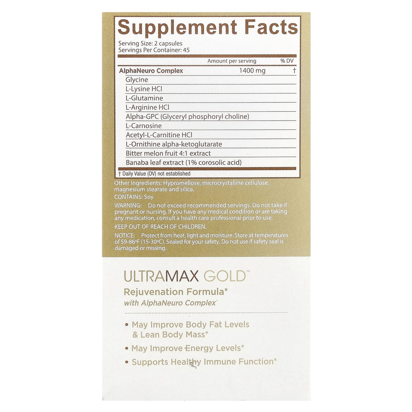 Ageless Foundation Laboratories, UltraMax Gold™ with AlphaNeuro Complex®, 90 Veg Capsules