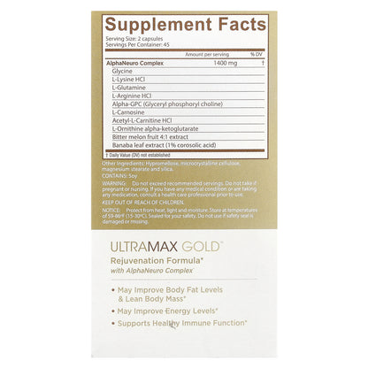 Ageless Foundation Laboratories, UltraMax Gold™ with AlphaNeuro Complex®, 90 Veg Capsules