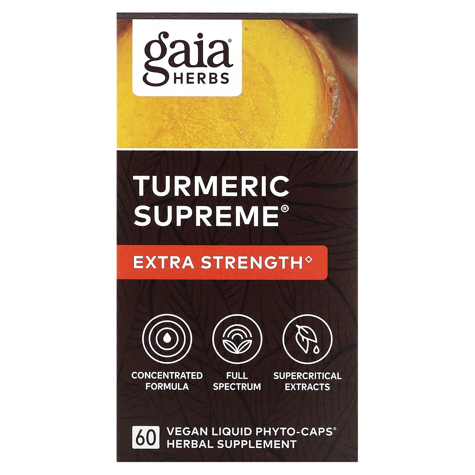 Gaia Herbs, Turmeric Supreme, Extra Strength, 60 Vegan Liquid Phyto-Caps