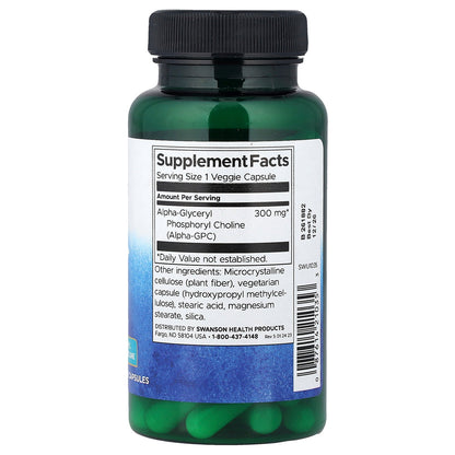 Swanson, Alpha GPC, 300 mg, 60 Veggie Capsules