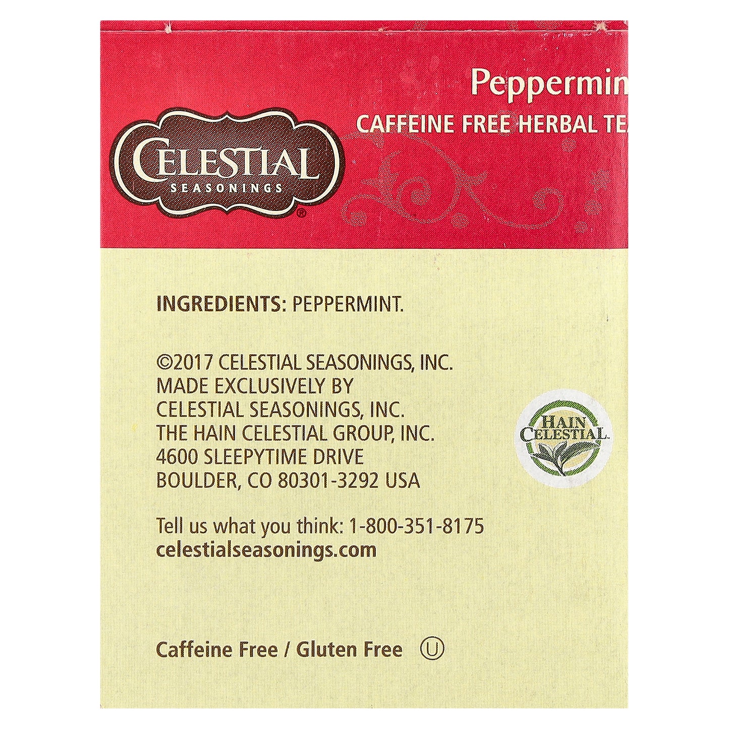 Celestial Seasonings, Herbal Tea, Peppermint, Caffeine Free, 20 Tea Bags, 1.1 oz (32 g)