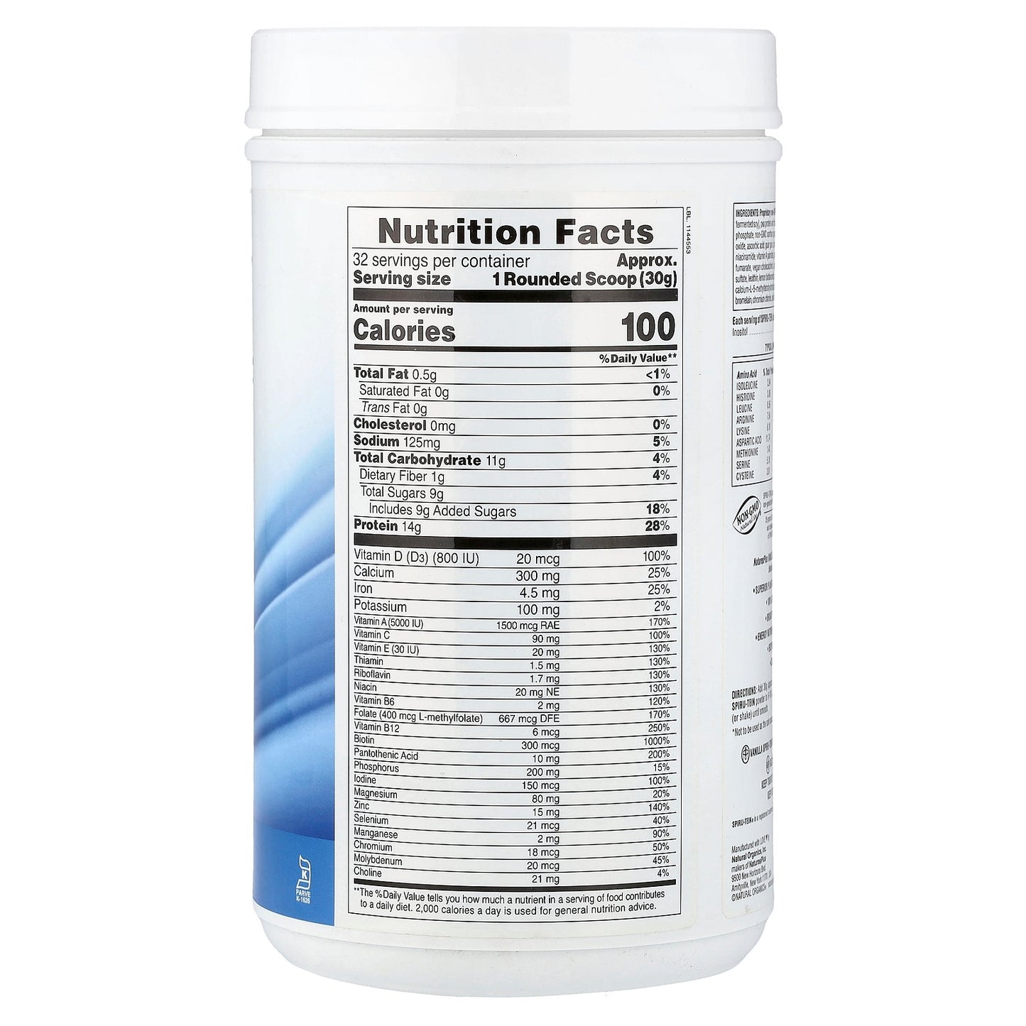 NaturesPlus, Spiru-Tein®, Protein Powder Meal, Vanilla, 2.12 lbs (960 g)