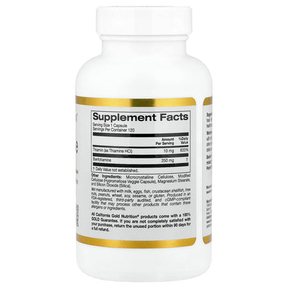 California Gold Nutrition, Benfotiamine with Thiamine, 250 mg, 120 Veggie Capsules
