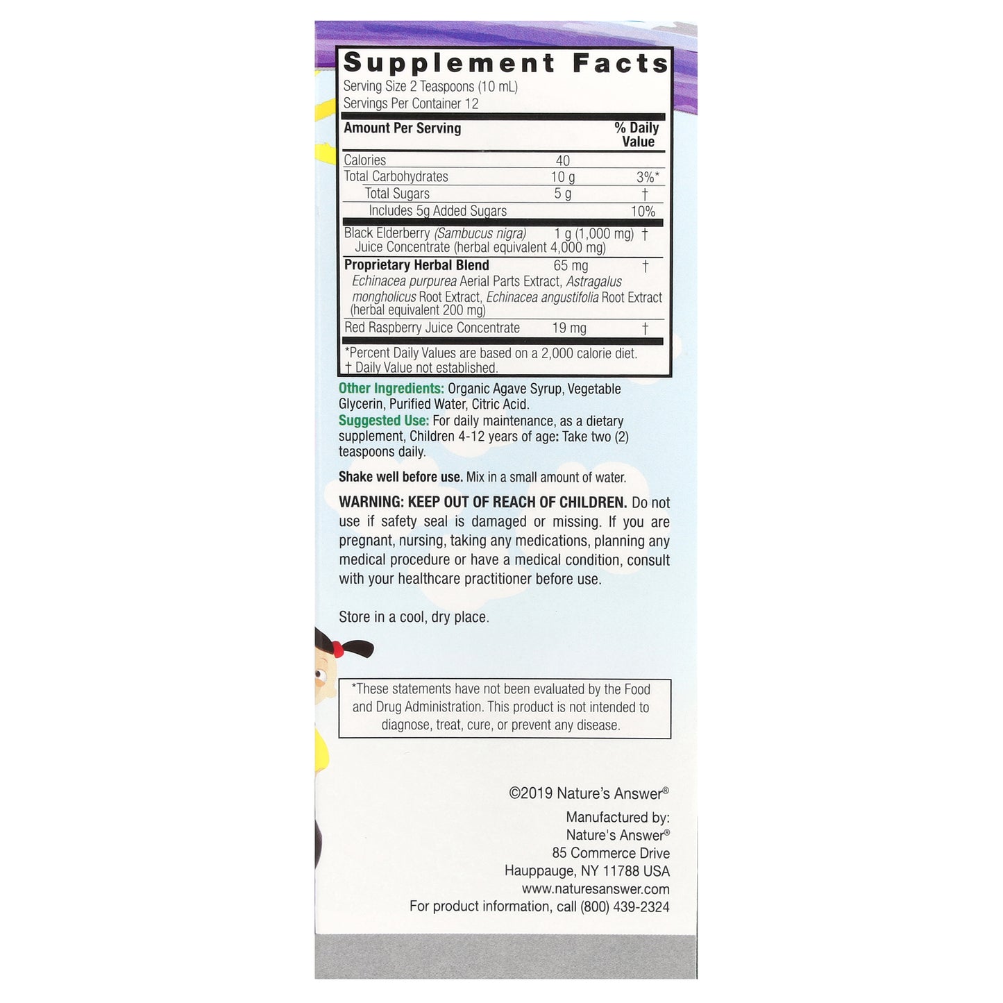 Nature's Answer, Kid's Sambucus Liquid , 4,000 mg, 4 fl oz (120 ml)