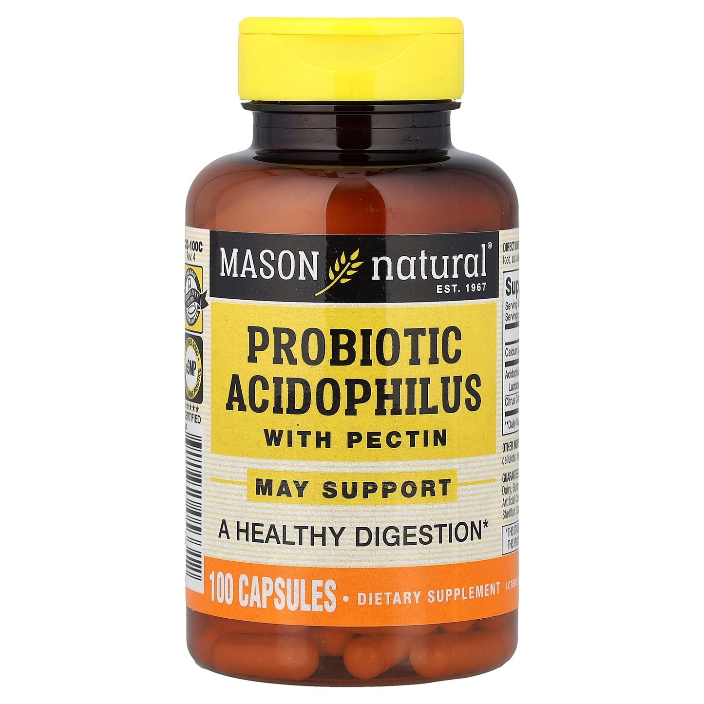 Mason Natural, Probiotic Acidophilus with Pectin, 100 Capsules