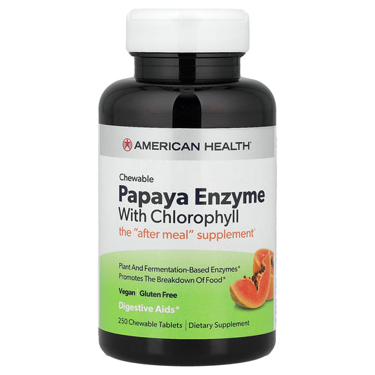 American Health, Chewable Papaya Enzyme with Chlorophyll, 250 Chewable Tablets