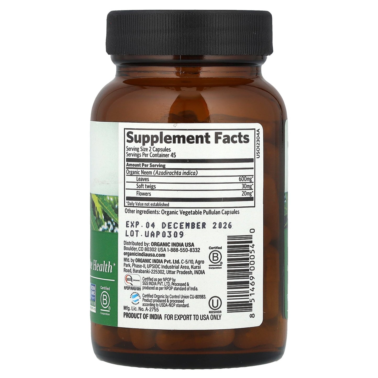 Organic India, Neem, 90 Vegetarian Caps