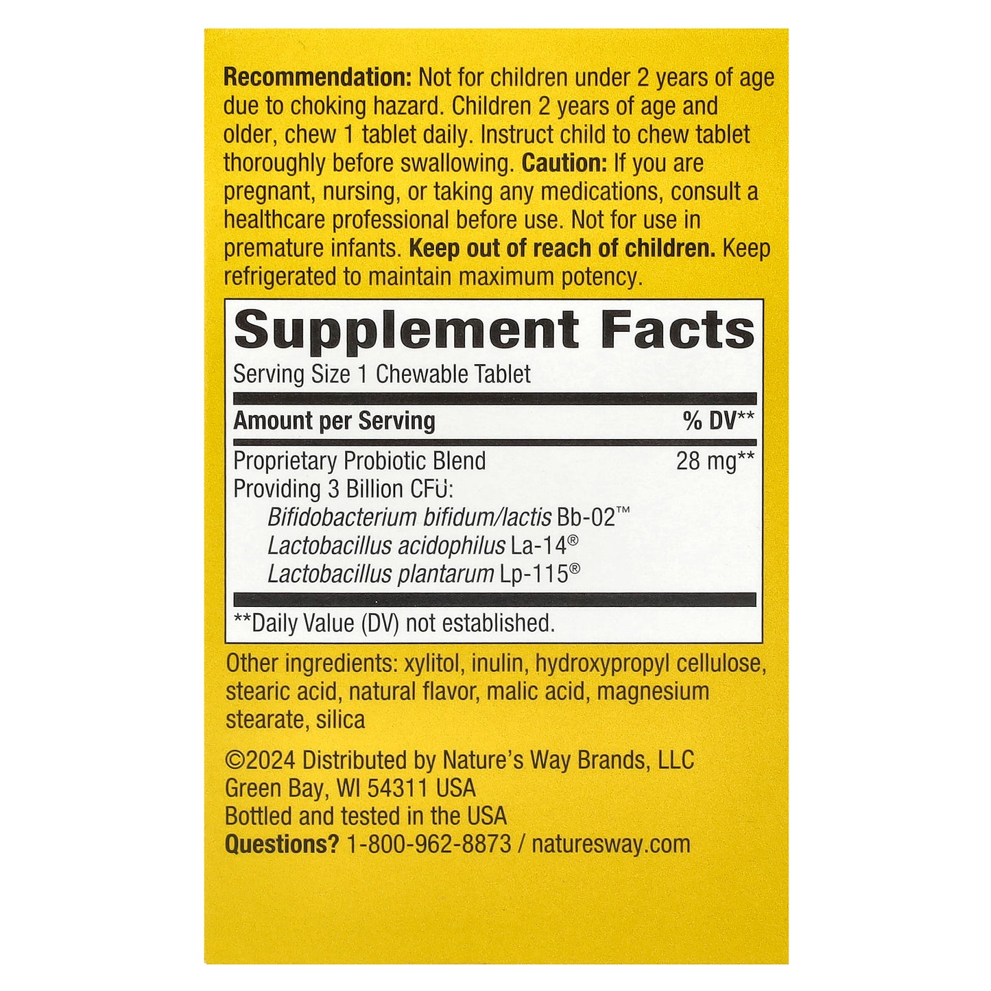 Nature's Way, Primadophilus® Kids Probiotic Chewable, Age 2+, Cherry , 3 Billion CFU, 30 Chewable Tablets