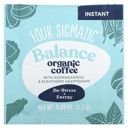 Four Sigmatic, Instant Organic Coffee with Ashwagandha & Eleuthero Adaptogens, Balance, Medium Roast, 10 Packets, 0.09 oz (2.5 g) Each