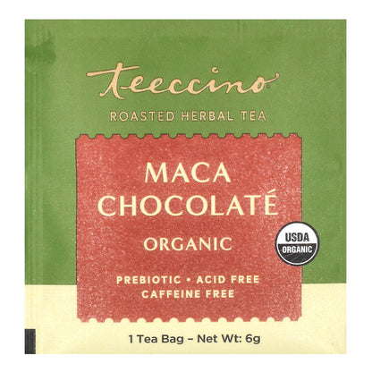 Teeccino, Organic Roasted Herbal Tea, Maca Chocolate, Caffeine Free, 10 Tea Bags, 2.12 oz (60 g)