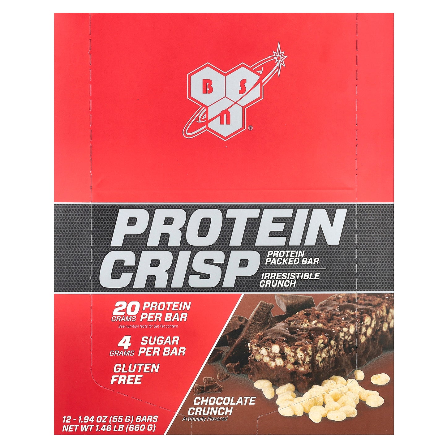 BSN, Protein Crisp, Chocolate Crunch, 12 Bars, 1.94 oz (55 g) Each