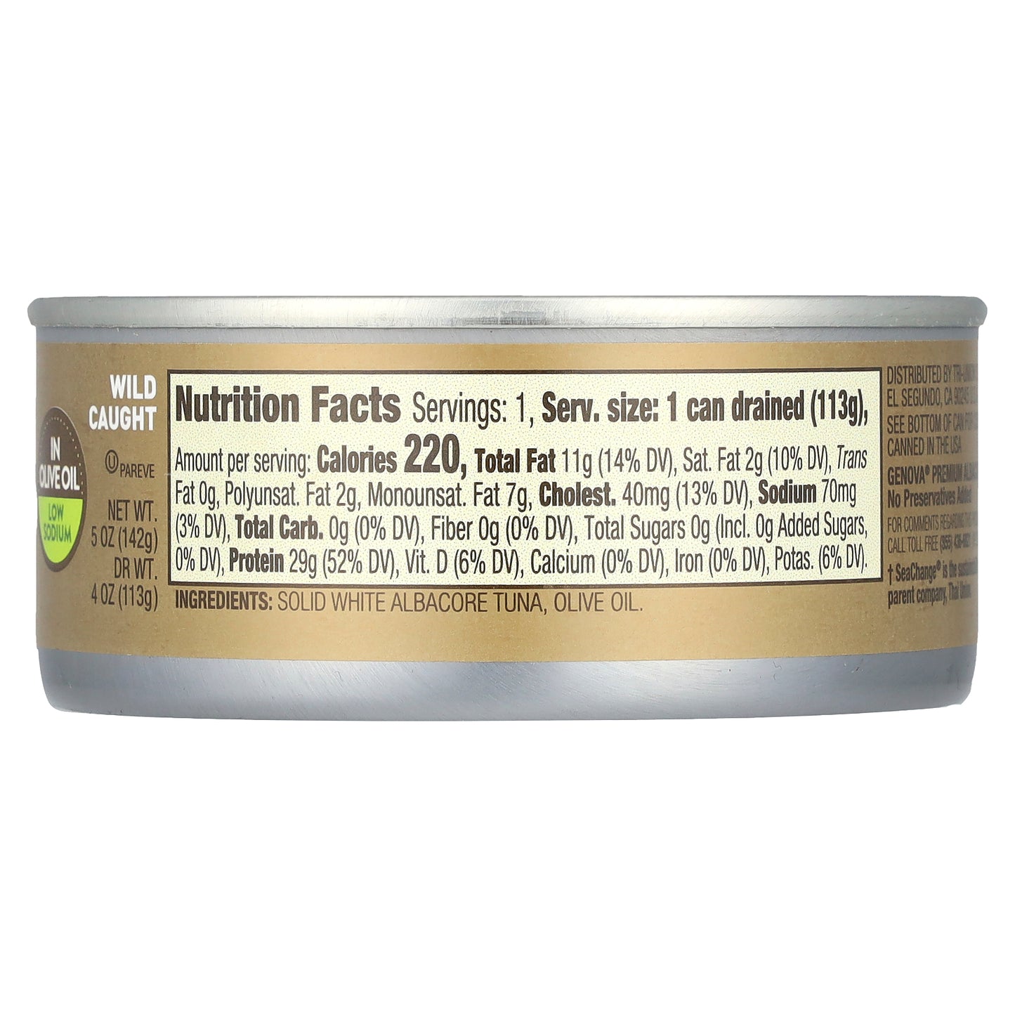 Genova, Albacore Tuna In Olive Oil, Low Sodium , 5 oz (142 g)