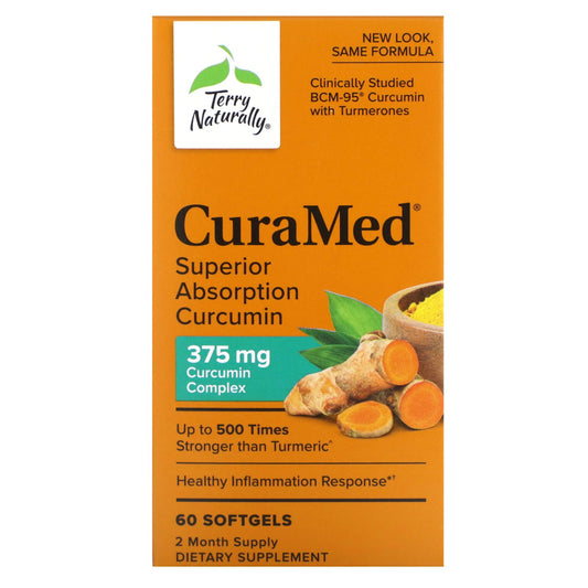 Terry Naturally, CuraMed, Superior Absorption Curcumin, 375 mg, 60 Softgels