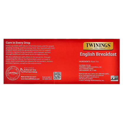Twinings, Pure Black Tea, English Breakfast, 100 Tea Bags, 7.05 oz (200 g)