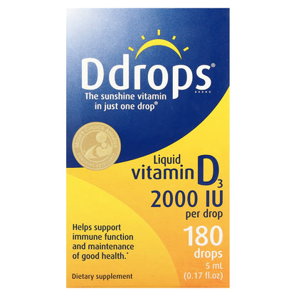 Ddrops, Liquid Vitamin D3, 2,000 IU, 0.17 fl oz (5 ml)