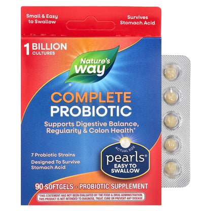 Nature's Way, Pearls Complete Probiotic, 1 Billion CFU, 90 Softgels