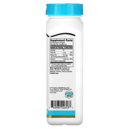 21st Century, Liquid Filled Calcium Plus D3, 1,200 mg, 90 Rapid Release Softgels (600 mg per Softgel)