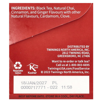 Twinings, Flavored Black Tea, Chai, 25 Tea Bags, 1.76 oz (50 g)