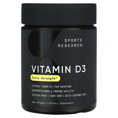 Sports Research, Vitamin D3, 125 mcg (5,000 IU), 360 Softgels