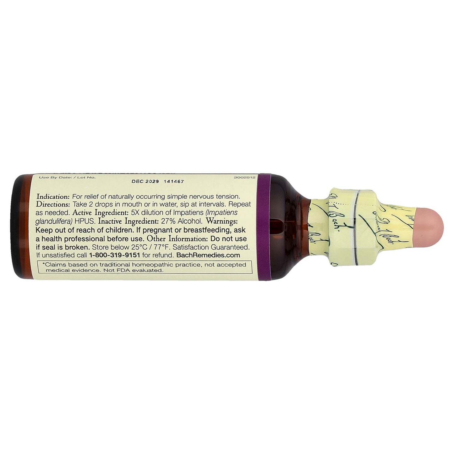 Bach, Original Flower Remedies, Impatiens, 0.7 fl oz (20 ml)