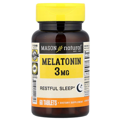 Mason Natural, Melatonin, 3 mg, 60 Tablets