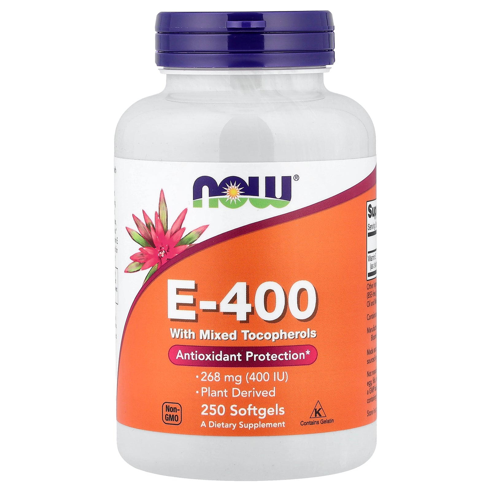 NOW Foods, E-400 with Mixed Tocopherols, 268 mg (400 IU), 250 Softgels