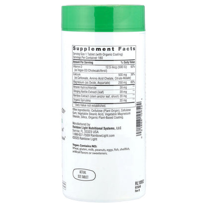 Rainbow Light, Calcium with Magnesium & Vegan D3+, 180 Tablets