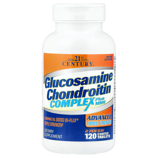 21st Century, Glucosamine Chondroitin Complex Plus MSM, Advanced Triple Strength, 120 Coated Tablets