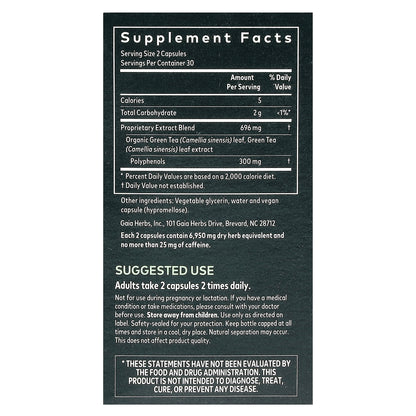 Gaia Herbs, Green Tea, 60 Vegan Liquid Phyto-Caps®