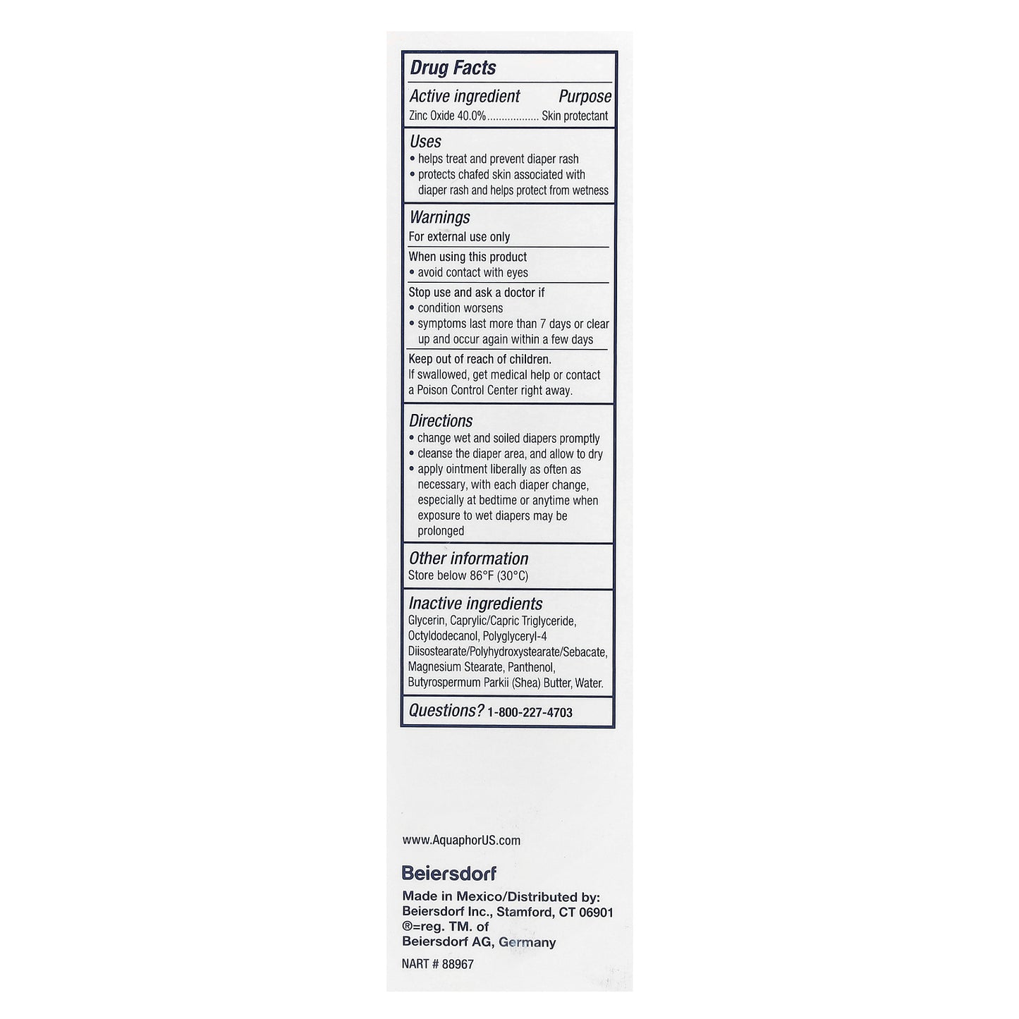 Aquaphor, Baby, Fast Relief Diaper Rash Paste, 3.5 oz (99 g)