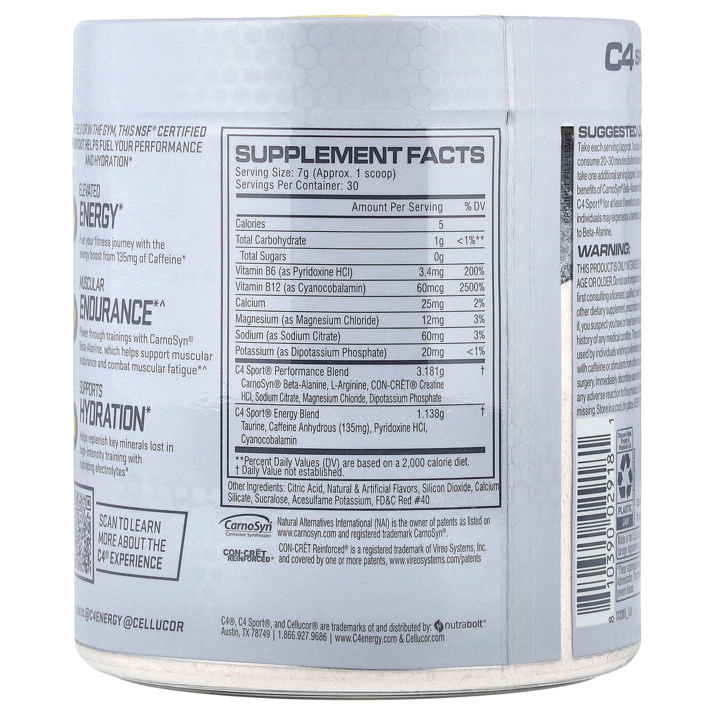 C4 / Cellucor, C4 Sport®, Pre-Workout, Fruit Punch, 7.4 oz (210 g)