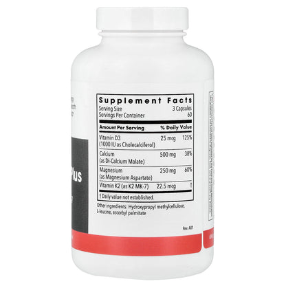 Metabolic Maintenance, Cal/Mag Plus with Vitamin D and Vitamin K2 MK-7, 180 Vegetarian Capsules