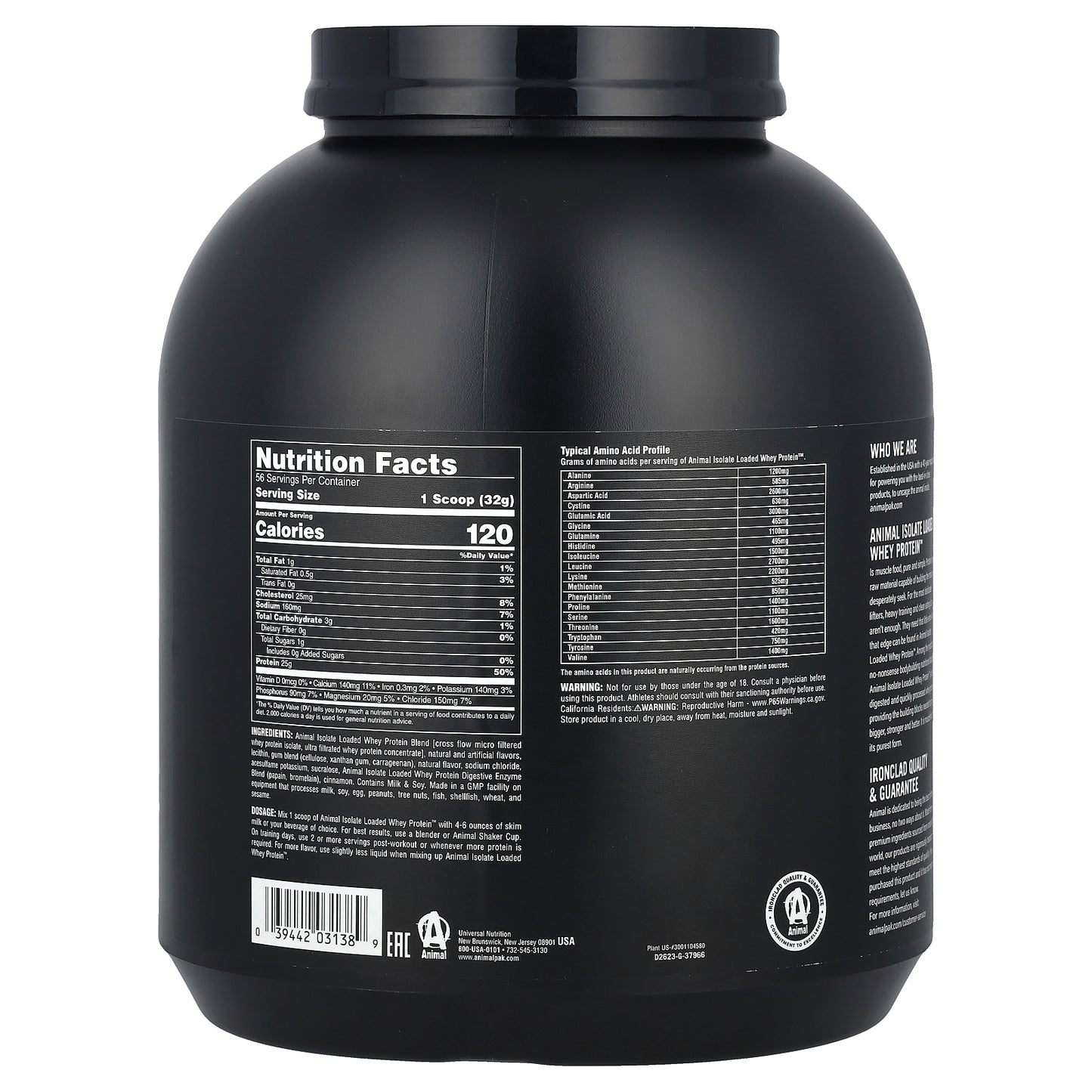 Animal, Isolate Loaded Whey Protein Powder, Frosted Cinnamon Bun, 4 lb (1.81 kg)