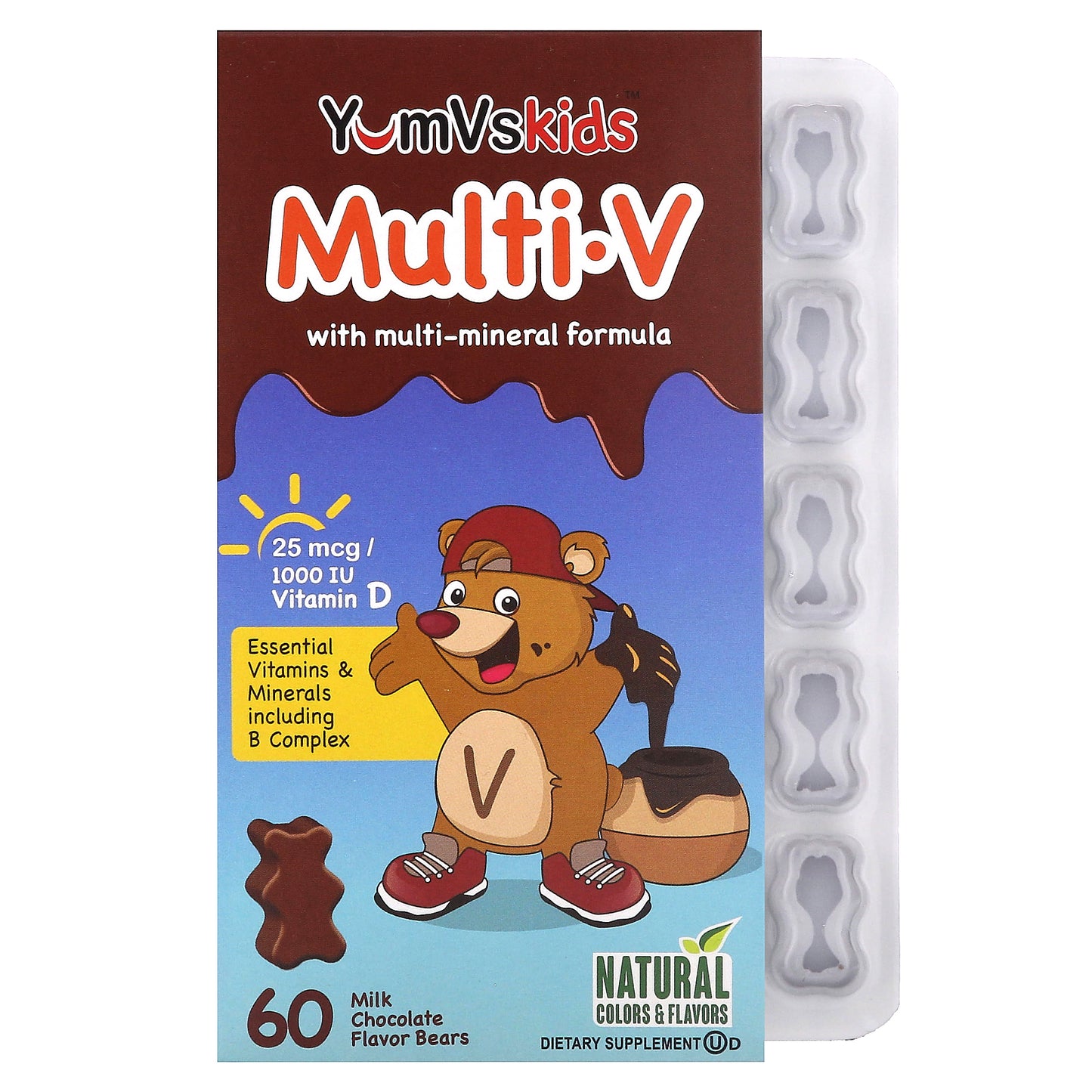 YumVs, Kids, Multi V with Multi-Mineral Formula, Milk Chocolate , 60 Bears