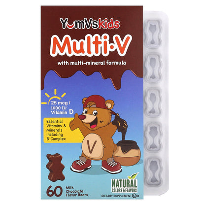 YumVs, Kids, Multi V with Multi-Mineral Formula, Milk Chocolate , 60 Bears