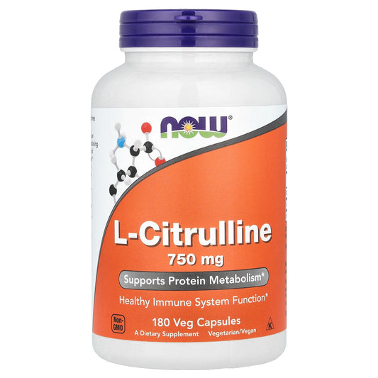 NOW Foods, L-Citrulline, 1,500 mg, 180 Veg Capsules (750 mg per Capsule)