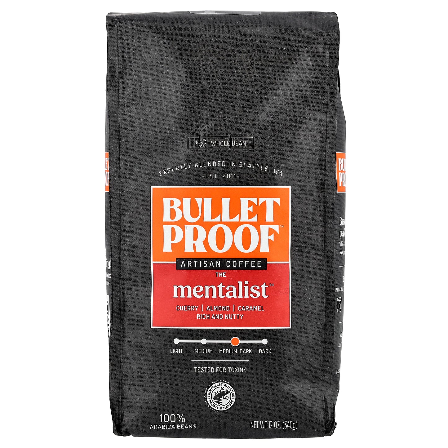 BulletProof, Artisan Coffee, The Mentalist™, Whole Bean, Medium-Dark Roast, 12 oz (340 g)