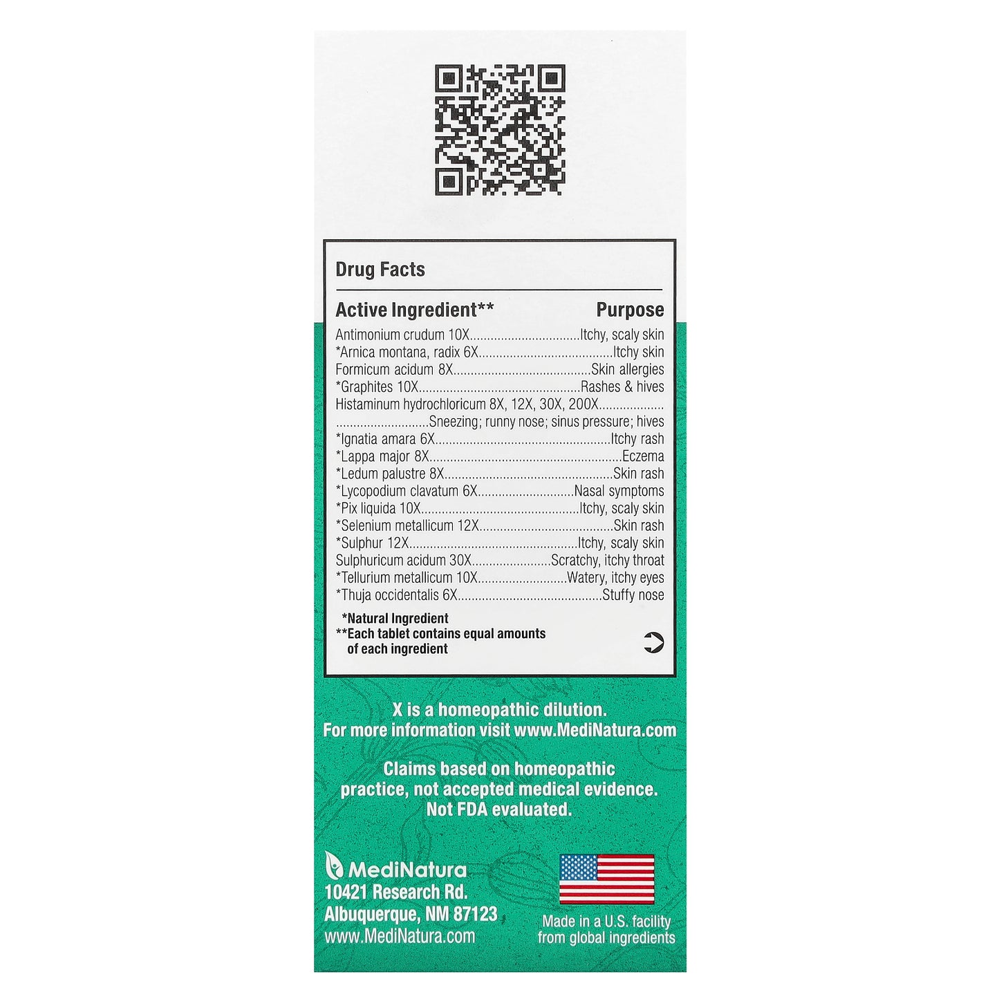 MediNatura, BHI, Allergy Relief, 100 Tablets