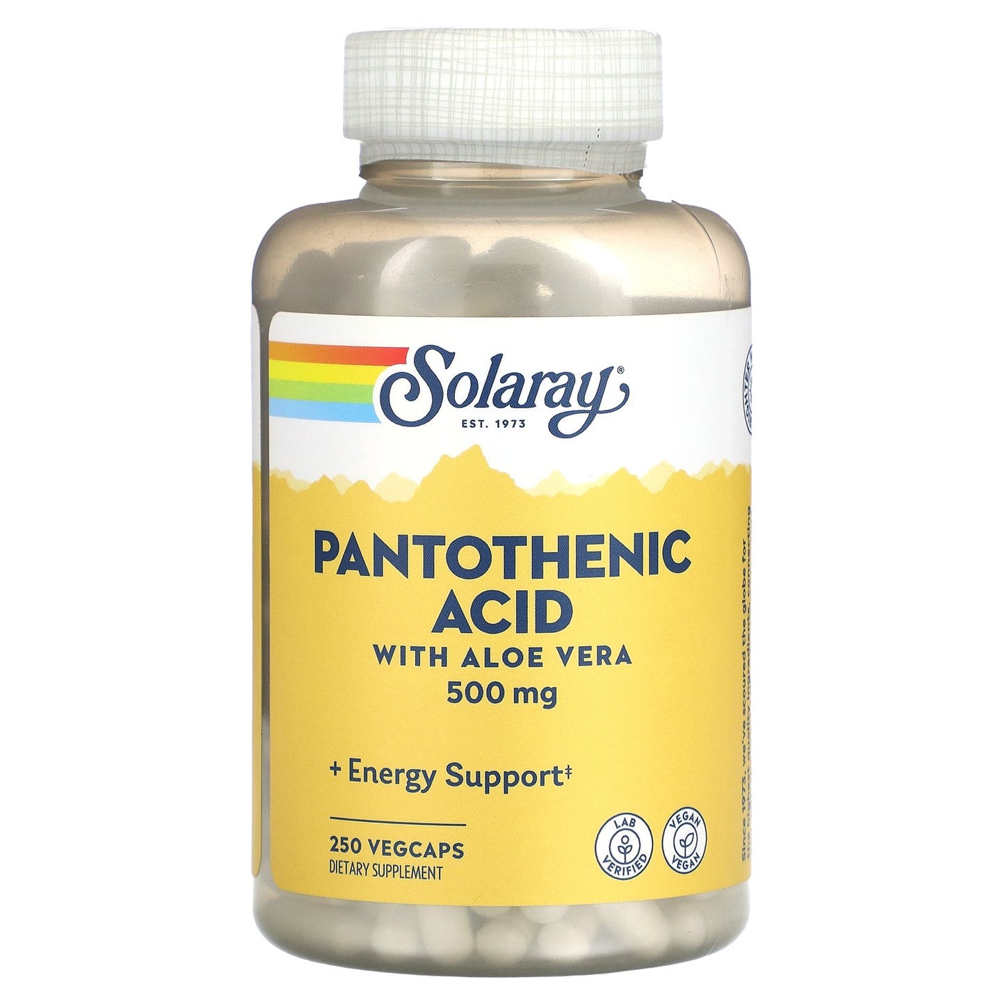 Solaray, Pantothenic Acid with Aloe Vera, 500 mg, 250 VegCaps