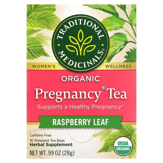 Traditional Medicinals, Organic Pregnancy® Tea, Raspberry Leaf, Caffeine Free, 16 Wrapped Tea Bags, 0.99 oz (28 g)