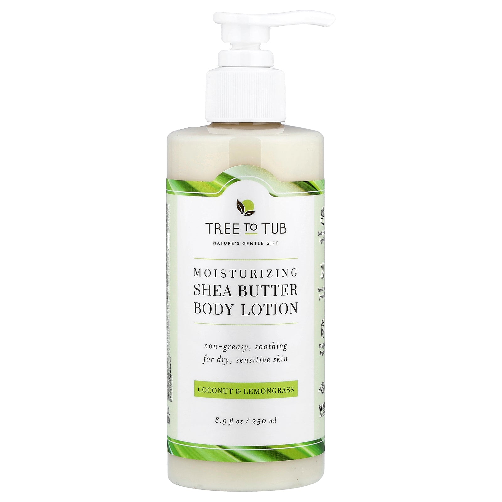 Tree To Tub, Moisturizing Shea Butter Body Lotion, Coconut & Lemongrass, 8.5 fl oz (250 ml)