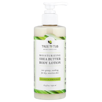 Tree To Tub, Moisturizing Shea Butter Body Lotion, Coconut & Lemongrass, 8.5 fl oz (250 ml)