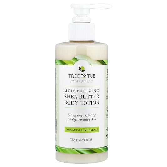 Tree To Tub, Moisturizing Shea Butter Body Lotion, Coconut & Lemongrass, 8.5 fl oz (250 ml)
