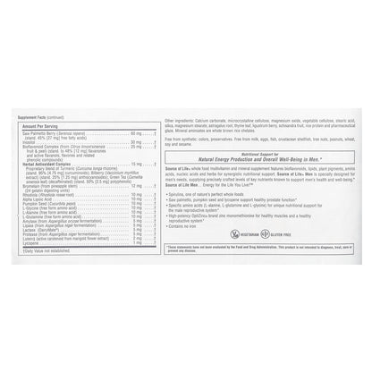 NaturesPlus, Source of Life Men, Multivitamin & Mineral Supplement with Concentrated Whole Foods, Iron-Free, 120 Tablets