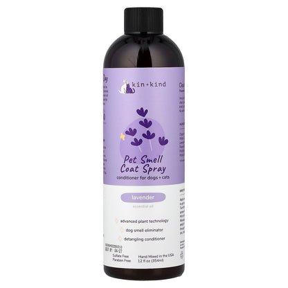Kin+Kind, Pet Smell Coat Spray, Conditioner For Dogs + Cats, Lavender, 12 fl oz (354 ml)